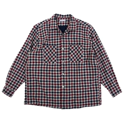 COMME des GARCONS HOMME  Cotton Wool Check Open Collar Shirt 