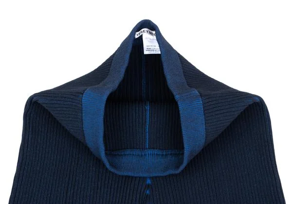 イッセイミヤケISSEY MIYAKE リブ変形クロップドパンツ 紺2 K-159045_004