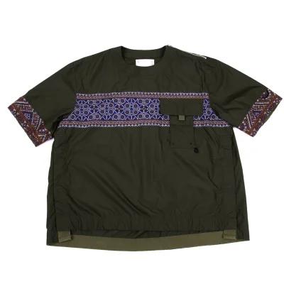 sacai Embroidery Design Shoulder Zip Oversize T-shirt