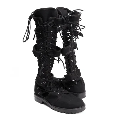 Jean Paul GAULTIER Cutting Lace Up Long Canvas Boots