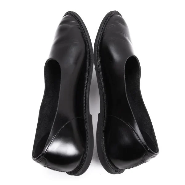 ヨウジヤマモト ファムYohji Yamamoto FEMME レザーフラットパンプス 黒M(23.5cm位) K-159090_008
