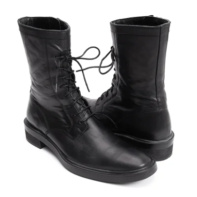 Yohji Yamamoto FEMME Side Zip Lace Up Leather Boots
