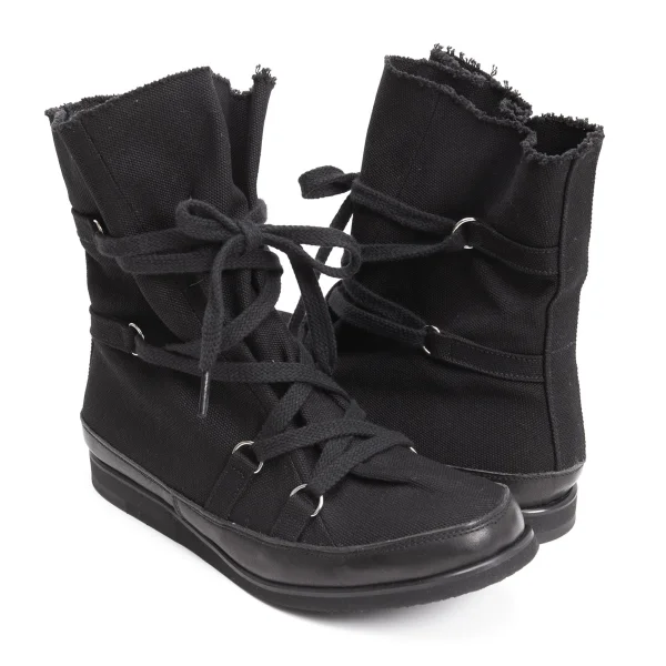 Yohji Yamamoto FEMME Strap Design Canvas High-top Sneaker Black 4(About US 7) K-159107_001