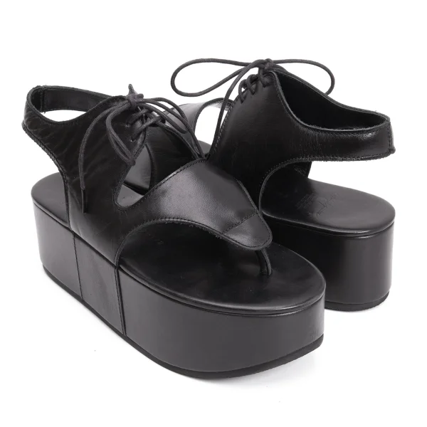 Yohji Yamamoto FEMME Leather Platform Sandal Black 2(About US 7) K-159110_001