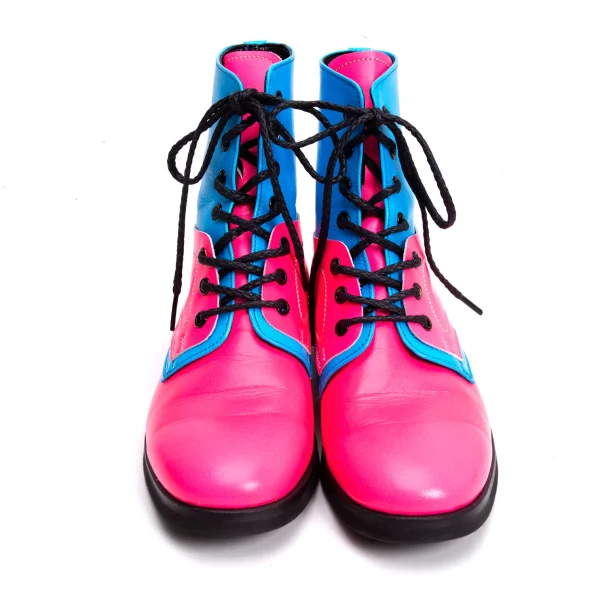 Yohji Yamamoto FEMME Neon Bi-colour Switching Leather Boots K-159111_002