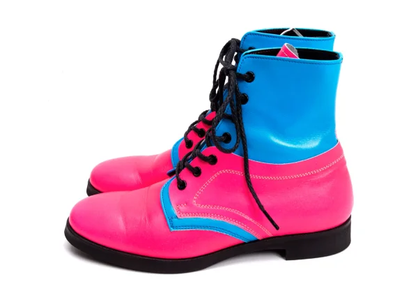 Yohji Yamamoto FEMME Neon Bi-colour Switching Leather Boots K-159111_003