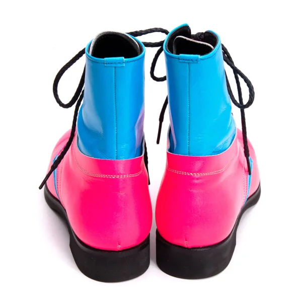 Yohji Yamamoto FEMME Neon Bi-colour Switching Leather Boots K-159111_005