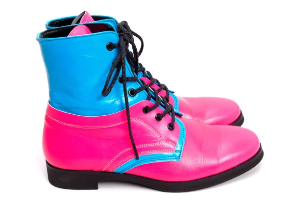 Yohji Yamamoto FEMME Neon Bi-colour Switching Leather Boots K-159111_006