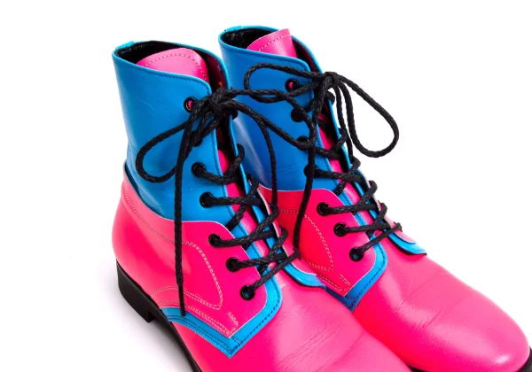 Yohji Yamamoto FEMME Neon Bi-colour Switching Leather Boots K-159111_007
