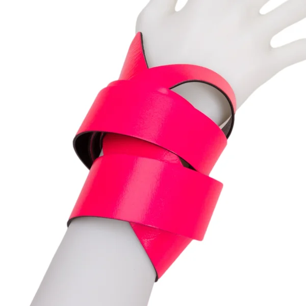 Yohji Yamamoto FEMME Rolled Leather Bracelet Pink  K-159117_001