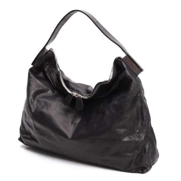 Yohji Yamamoto FEMME en cuir Leather Shoulder Bag Black  K-159118_001
