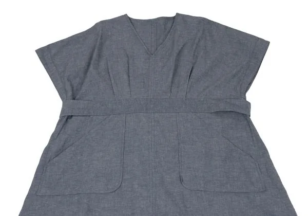 Pilgrim BEAMS V-neck Chambray Short Sleeve Dress K-159208_003