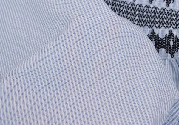 ワイズY's ストライプシャーリングステッチデザインワンピース 水色2 K-159214_013