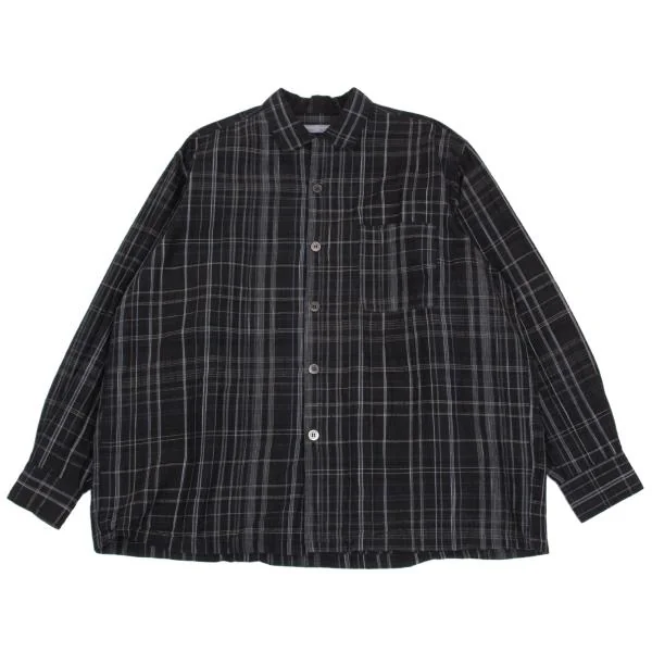 COMME des GARCONS HOMME Cotton Linen Check Shirt Black S-M K-159220_001