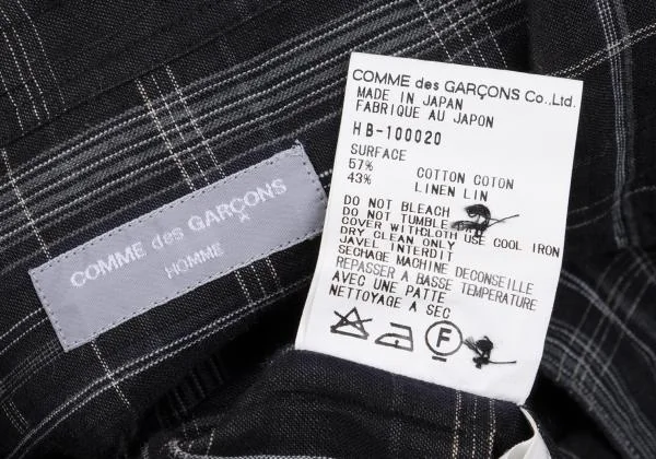 COMME des GARCONS HOMME Cotton Linen Check Shirt K-159220_014