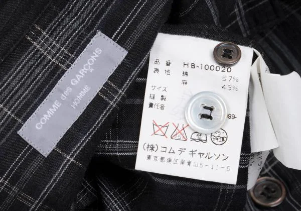 COMME des GARCONS HOMME Cotton Linen Check Shirt K-159220_015