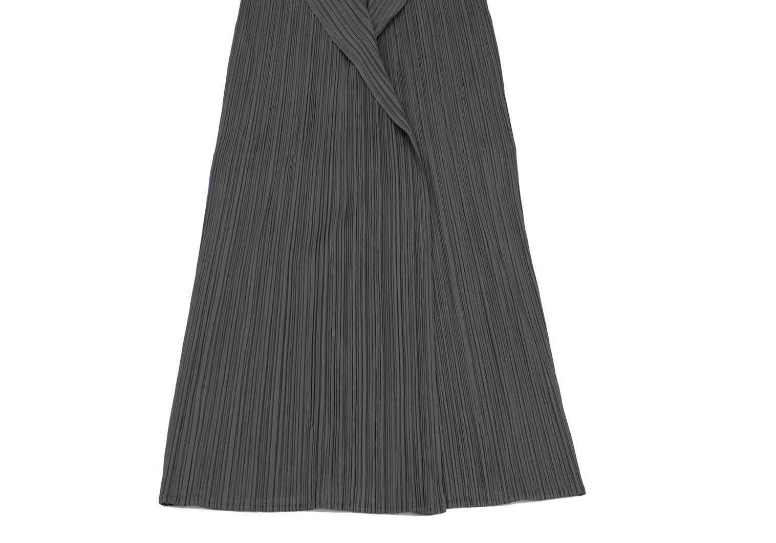 美品　PLEATS PLEASE カットデザイン　ロングカーディガン グレー プリーツプリーズPLEATS PLEASE ボタンレスロングカーディガン