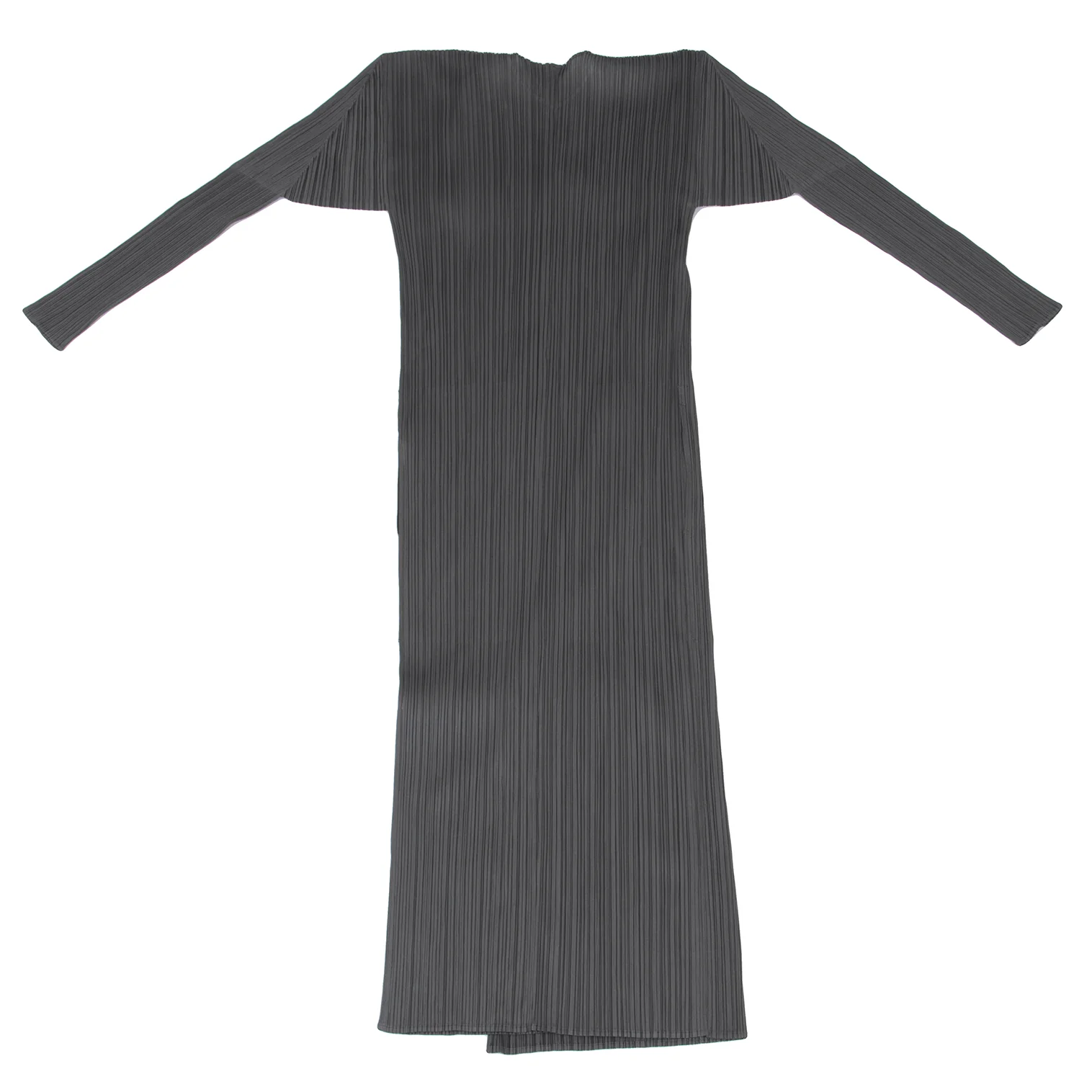 美品　PLEATS PLEASE カットデザイン　ロングカーディガン グレー プリーツプリーズPLEATS PLEASE ボタンレスロングカーディガン