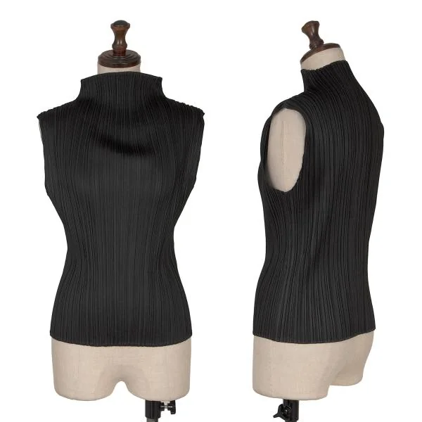 PLEATS PLEASE Hight-neck Sleeveless Top Black 3 K-159231_001