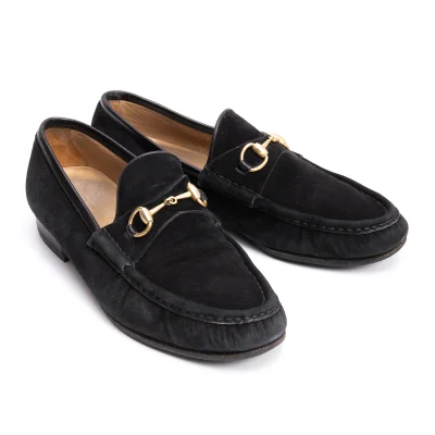 GUCCI Horse Bit Suede Loafers