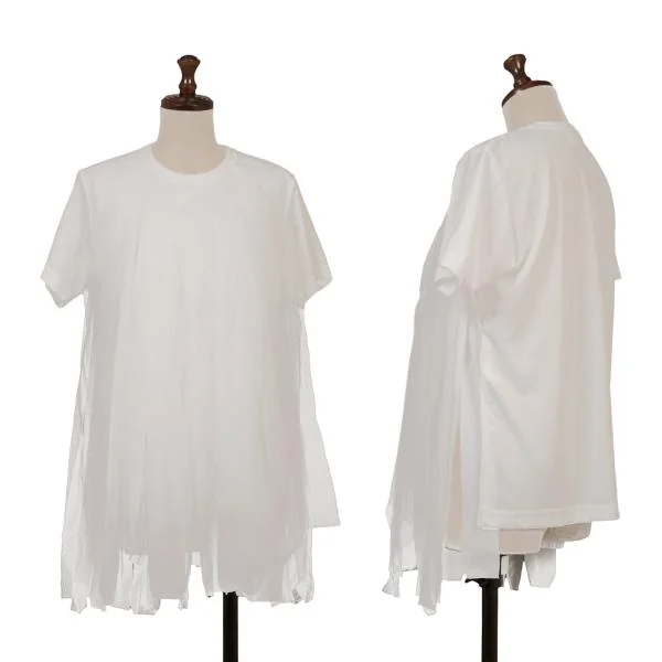 コムコム コムデギャルソンCOMME des GARCONS フロントチュール短冊デザインポリTシャツ 白S K-159250_001