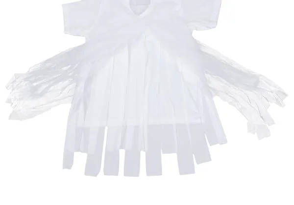 コムコム コムデギャルソンCOMME des GARCONS フロントチュール短冊デザインポリTシャツ 白S K-159250_007