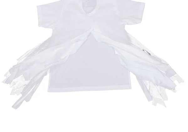 コムコム コムデギャルソンCOMME des GARCONS フロントチュール短冊デザインポリTシャツ 白S K-159250_008