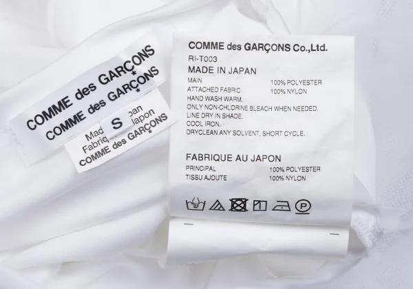 コムコム コムデギャルソンCOMME des GARCONS フロントチュール短冊デザインポリTシャツ 白S K-159250_013