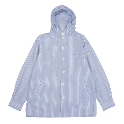 Papas+ Cotton Linen Stripe Hooded Shirt