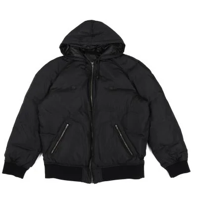 Papas Back Patch Zip Feather Down Hoodie Jacket