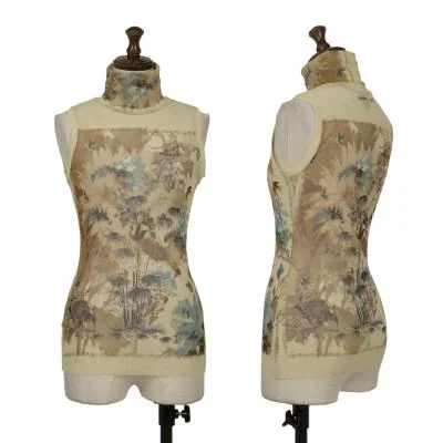 Jean Paul GAULTIER Printed Mesh Turtleneck Sleeveless Top