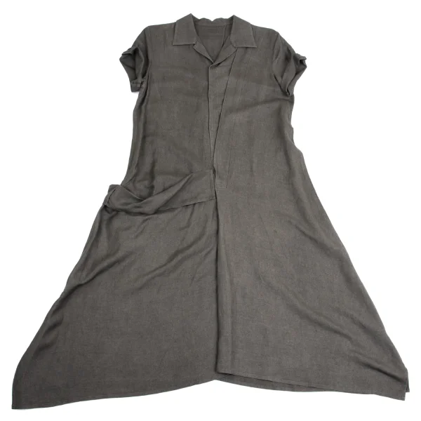 Yohji Yamamoto NOIR Linen Blend Drape Design Short Sleeve Shirt Dress K-159297_002