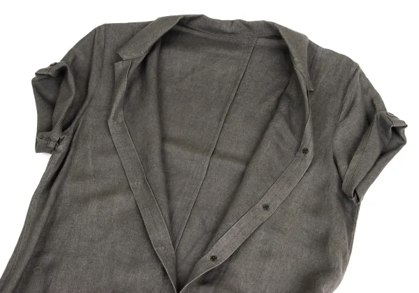 Yohji Yamamoto NOIR Linen Blend Drape Design Short Sleeve Shirt Dress K-159297_014