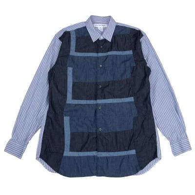 COMME des GARCONS SHIRT Patchwork Striped Cotton Shirt