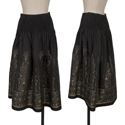 HIROKO BIS Poly Jacquard Waist Pleated Skirt