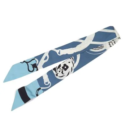 HERMES Printed Silk Narrow Scarf