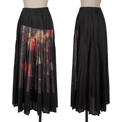 pour deux Front Flolal Printed Pleats Skirt