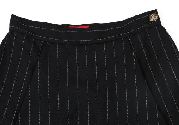 ヴィヴィアンウエストウッド レッドレーベルVivienne Westwood Red Label ウールストライプスカートキュロット 黒3 K-159357_003