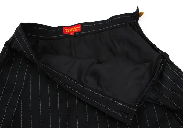 ヴィヴィアンウエストウッド レッドレーベルVivienne Westwood Red Label ウールストライプスカートキュロット 黒3 K-159357_005