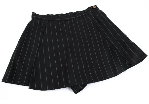 ヴィヴィアンウエストウッド レッドレーベルVivienne Westwood Red Label ウールストライプスカートキュロット 黒3 K-159357_006