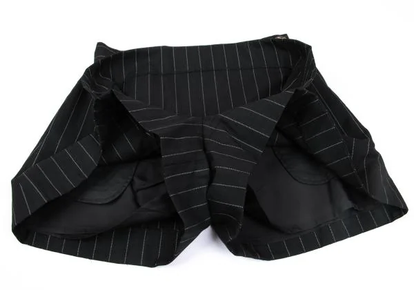 ヴィヴィアンウエストウッド レッドレーベルVivienne Westwood Red Label ウールストライプスカートキュロット 黒3 K-159357_007