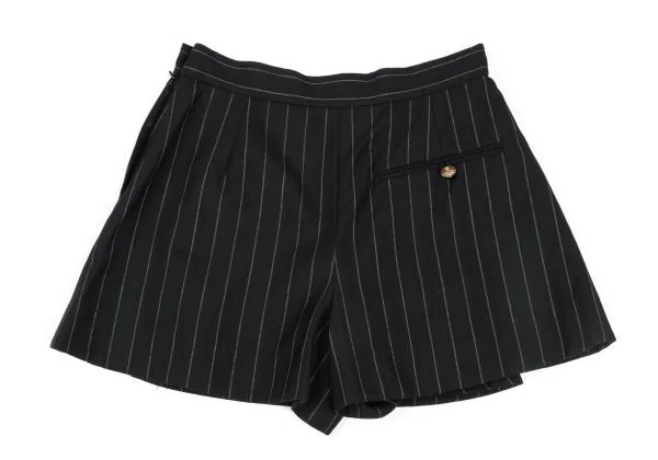 ヴィヴィアンウエストウッド レッドレーベルVivienne Westwood Red Label ウールストライプスカートキュロット 黒3 K-159357_008