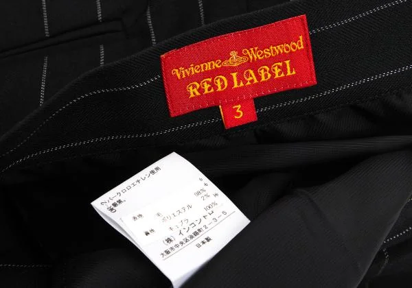 ヴィヴィアンウエストウッド レッドレーベルVivienne Westwood Red Label ウールストライプスカートキュロット 黒3 K-159357_011