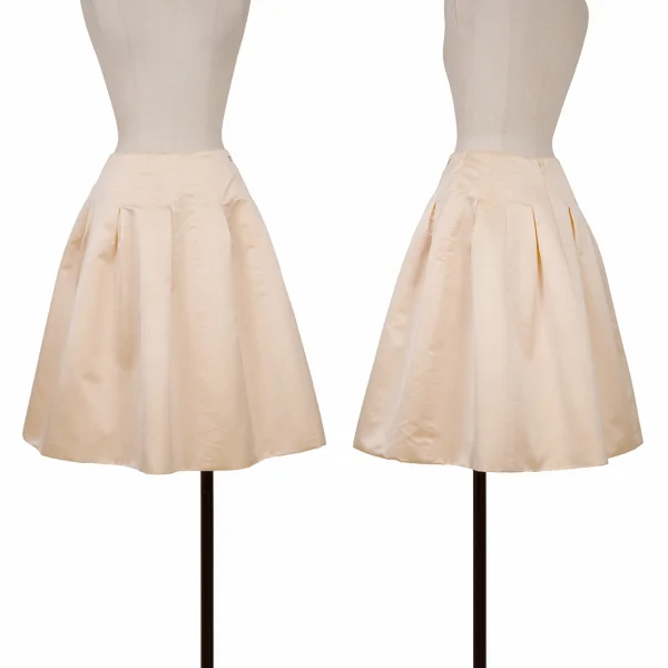 CHANEL Silk Poly Pleats Switching Skirt Orange 36 K-159359_001
