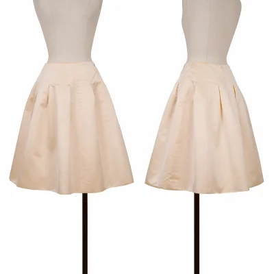CHANEL Silk Poly Pleats Switching Skirt