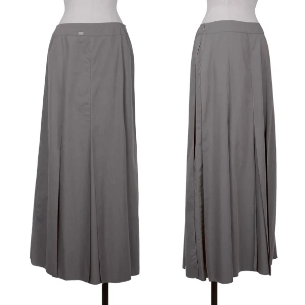 CHANEL Cotton Slit Design Skirt Grey 40 K-159360_001