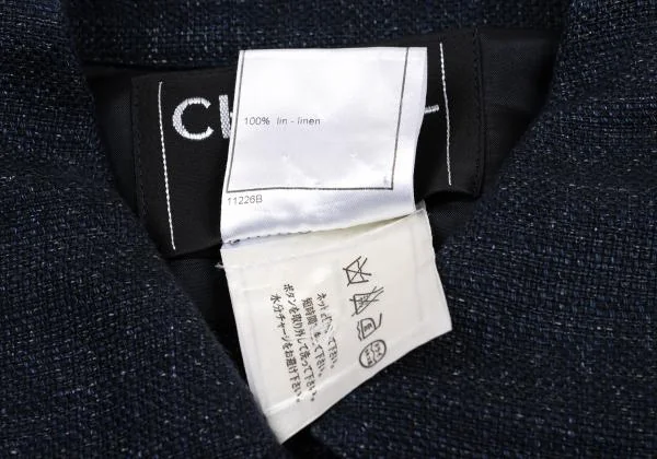 シャネルCHANEL リネン裾レース切替ジャケット 紺38 K-159361_018