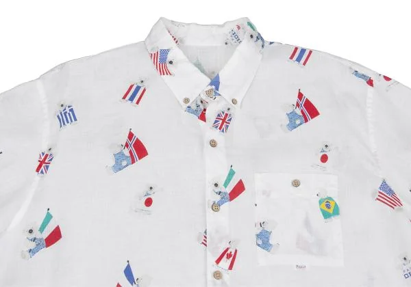 Papas Flag Bear Printed Linen Shirt K-159388_002