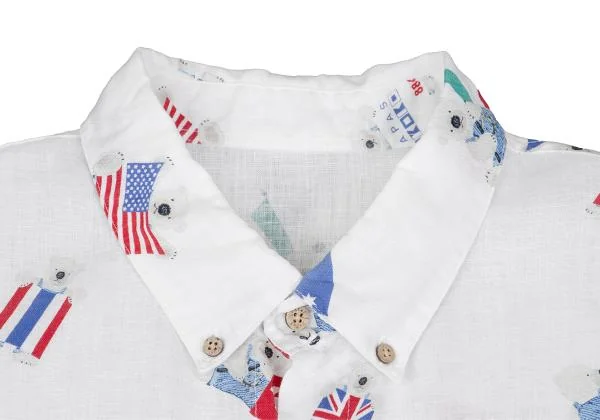 Papas Flag Bear Printed Linen Shirt K-159388_003