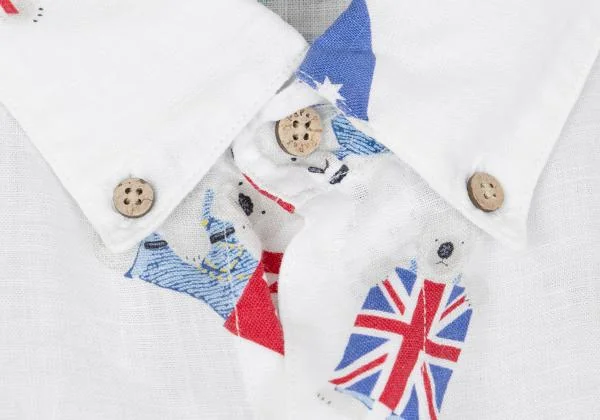 Papas Flag Bear Printed Linen Shirt K-159388_005